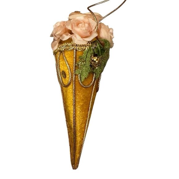 1967 Mr. Christmas Vintage Ornament Gold Velvet Christmas Bell Floral - Picture 7 of 12